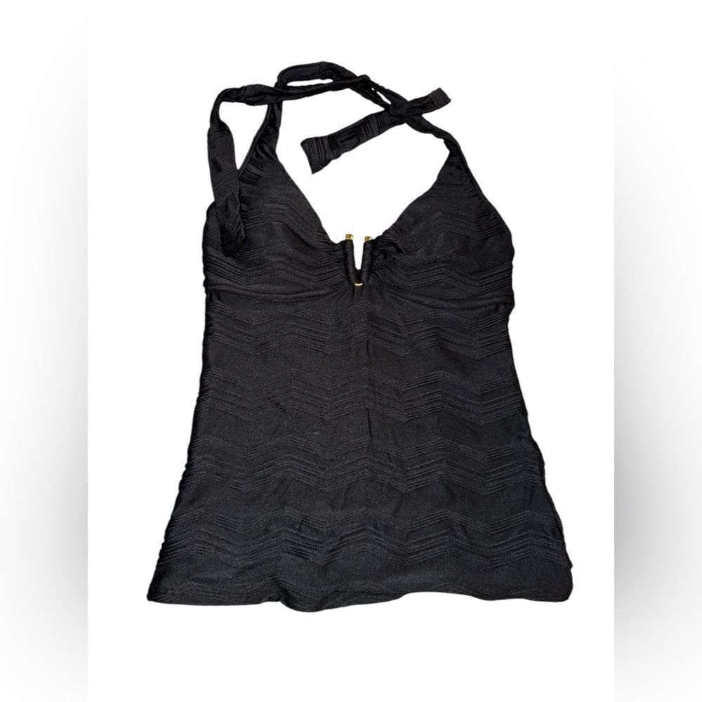 La Blanca NWT Textured Halter Tankini Black Size 4